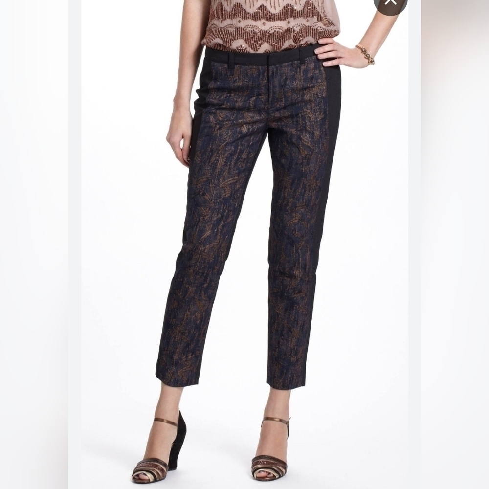 🍁Anthro Cartonnier Paneled Brushstroke Crop Pants, Size 6